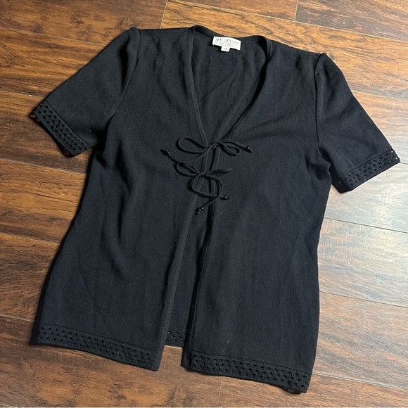 VTG St. John Santana Knot Black Tue Cardigan Sweater